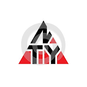 NTY triangle letter logo design with triangle shape. NTY triangle logo design monogram. NTY triangle vector logo template with red