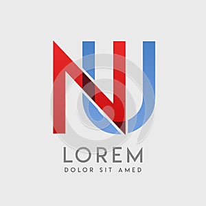 NU logo letters with blue and red gradation photo