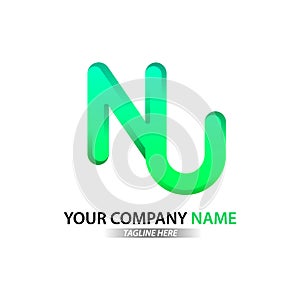 NU uppercase simple green logo letter photo