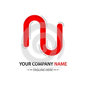 NU uppercase simple red line logo letter photo