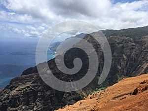 Nualolo Trail to Lolo Vista Lookout in Waimea Canyon on Kauai Island, Hawaii.