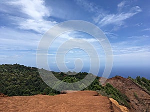 Nualolo Trail to Lolo Vista Lookout in Waimea Canyon on Kauai Island, Hawaii.