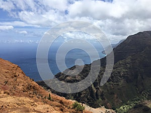 Nualolo Trail to Lolo Vista Lookout in Waimea Canyon on Kauai Island, Hawaii. photo