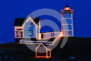 The Nubble Light at Christmas season