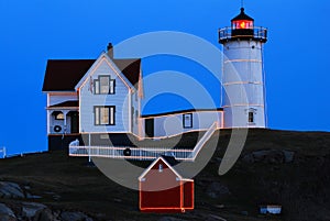 The Nubble light at Christmas