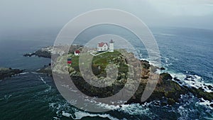 Nubble lighthouse in fog