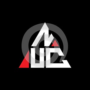 NUC triangle letter logo design with triangle shape. NUC triangle logo design monogram. NUC triangle vector logo template with red
