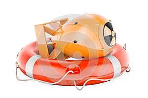 Nuclear atomic bomb with lifebelt, 3D rendering