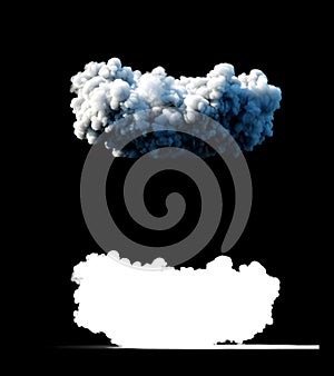 Nuclear ballistic rocket, complex. Launch rocket, dust. Isolate. 3d rendering.