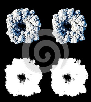 Nuclear ballistic rocket, complex. Launch rocket, dust. Isolate. 3d rendering.