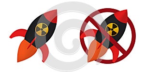 nuclear bomb ban prohibit icon. Not allowed nuclear war