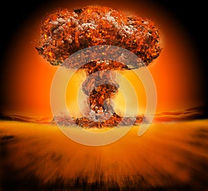 Nuclear Bomb Explosion 3d Illustration