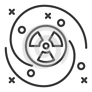 Nuclear Bomb in Space vector thin line icon or symbol