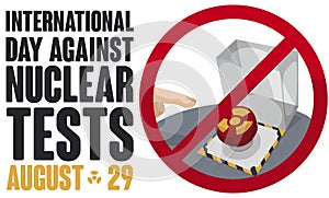 Nuclear Button with Banning Sign for Day Against Nuclear Tests, Vector Illustration