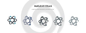 Nuclear cells icon in different style vector illustration. two colored and black nuclear cells vector icons designed in filled,