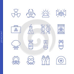 Nuclear danger and safety icon set.