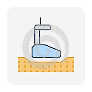 Nuclear density testing, geotechnical engineering vector icon