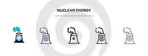 Nuclear energy icon in different style vector illustration. two colored and black nuclear energy vector icons designed in filled,