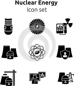 Nuclear energy icon set.