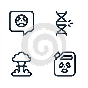 nuclear energy line icons. linear set. quality vector line set such as gasoline, mushroom, adn