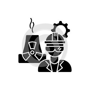 Nuclear engineer black glyph icon