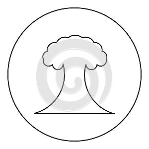 Nuclear explosion burst mushroom explosive destruction icon in circle round black color vector illustration image outline contour