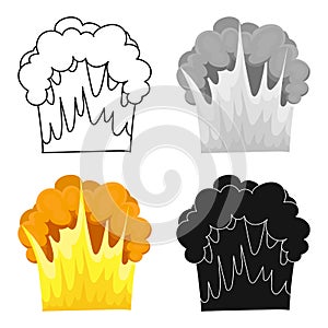 Nuclear explosion icon in cartoon style isolated on white background. Explosions symbol stock vector illustration.