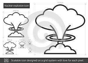 Nuclear explosion line icon.