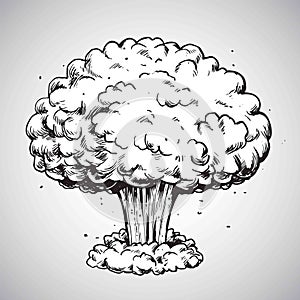 Nuclear Explosion Mushroom Cloud Drawing Illustration Vector