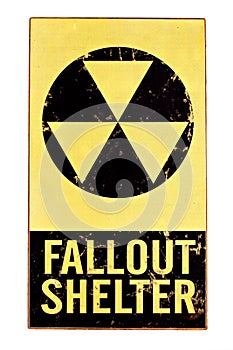 Nuclear fallout shelter sign isolated on white