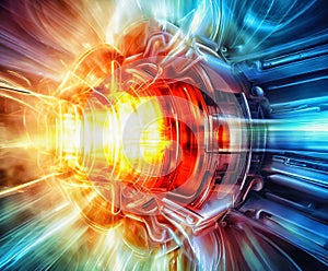Abstract high temperature nuclear fusion reaction concept photo