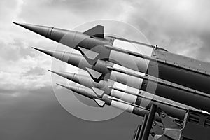 Nuclear Missiles With Warhead Aimed at Gloomy Sky