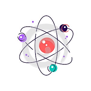 Nuclear physics color icon. Atomic structure