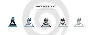 Nuclear plant icon in different style vector illustration. two colored and black nuclear plant vector icons designed in filled,