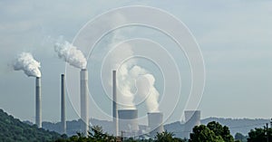 Nuclear Plant with steam plumes