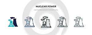 Nuclear power icon in different style vector illustration. two colored and black nuclear power vector icons designed in filled,