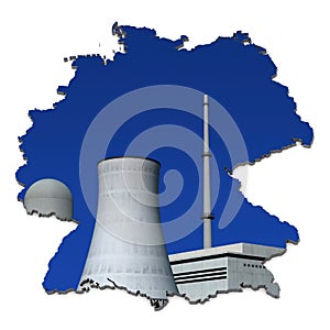 Nuclear power plant in an abstract map of Germany