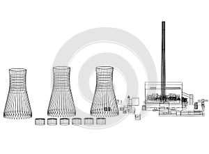 Nuclear Power Plant Architect Blueprint - isolated