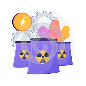 Nuclear power plant, atomic reactors, energy production vector concept metaphor