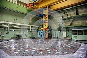Nuclear power plant. Central hall of the nuclear reactor, reactor lid, maintenance and replacement of the reactor fuel elements photo