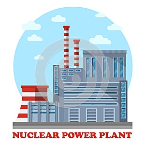 Nuclear power plant with cooling tower and chimney