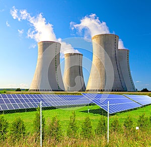Nuclear power plant Dukovany with solar panels in Czech Republic Europe photo