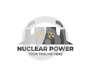 Nuclear power plant, electrical tower logo design.Energy and Power Generation vector design and illustration.