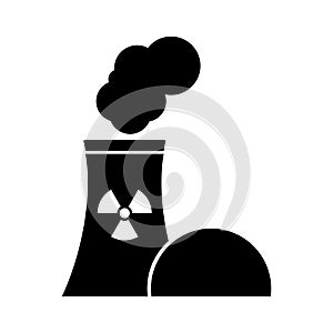 Nuclear power plant icon in flat style.