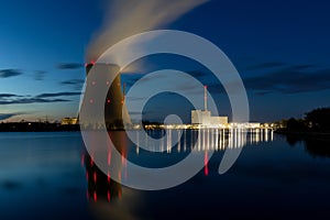 Nuclear power plant Isar in the evening