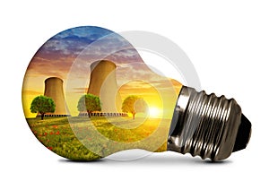 Nuclear power plant in light bulb