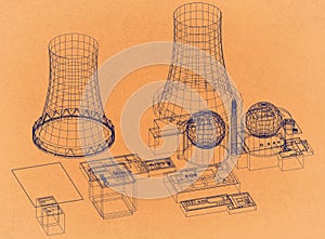 Nuclear Power Plant - Reactor - Retro Architect Blueprint