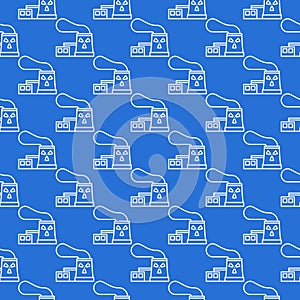 Nuclear Power Plant vector Radiation outline seamless pattern