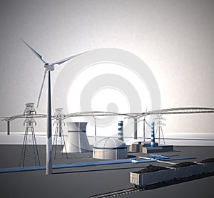 Nuclear Power Station - 3d Illustration