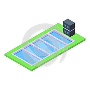 Nuclear power station pool icon isometric vector. Energy plant